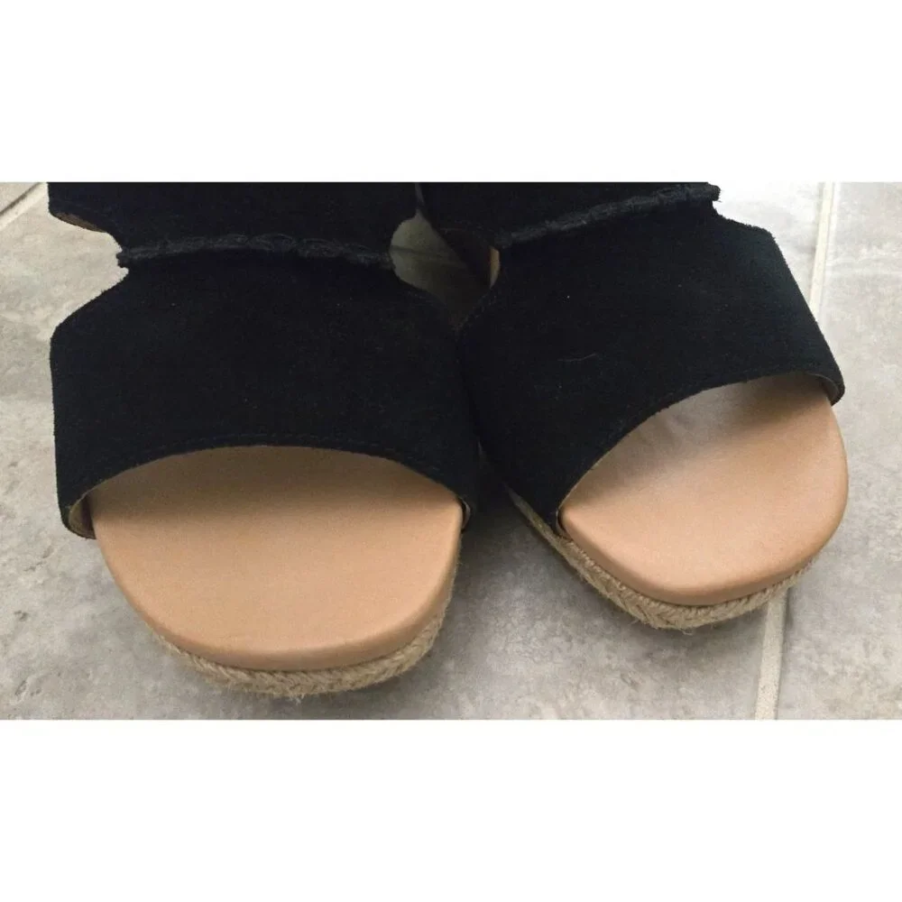 Ugg Black Suede Espadrilles Sandals Wedges Womens 10